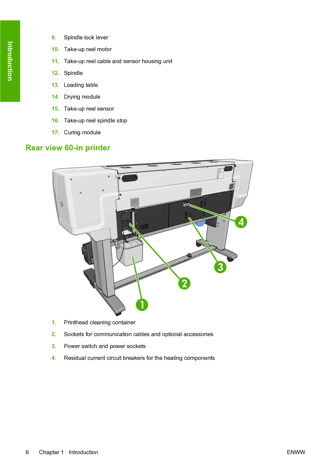 HP L25500 manual Rear view 60-in printer 