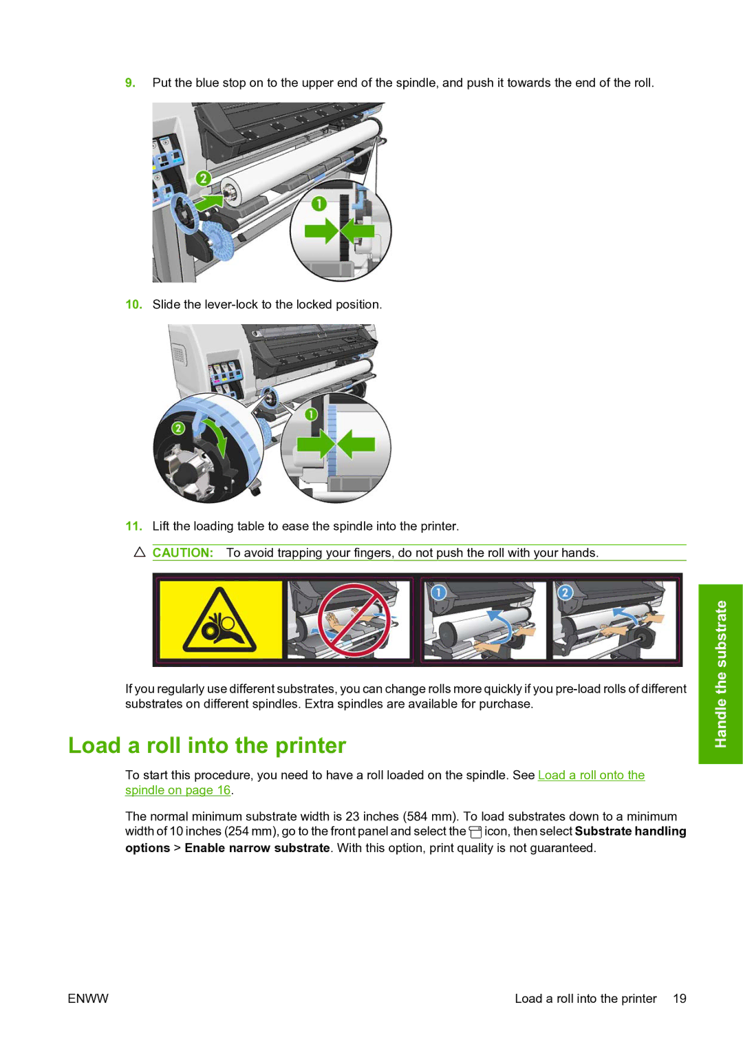 HP L25500 manual Load a roll into the printer 