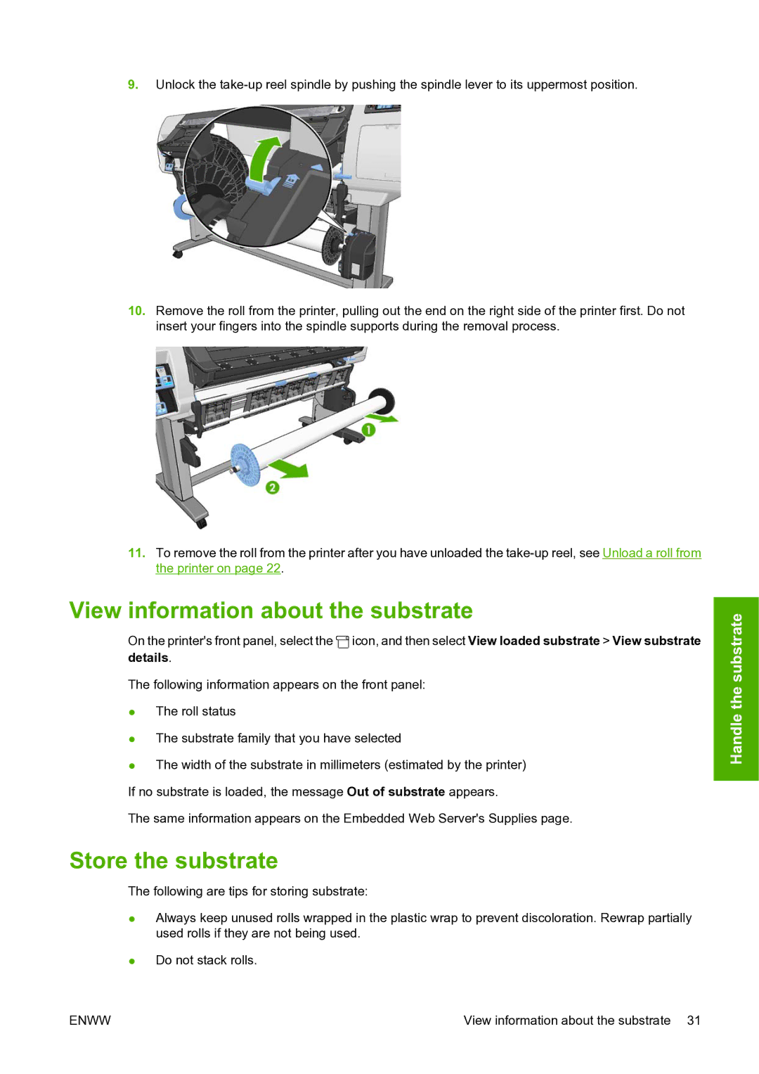 HP L25500 manual View information about the substrate, Store the substrate 