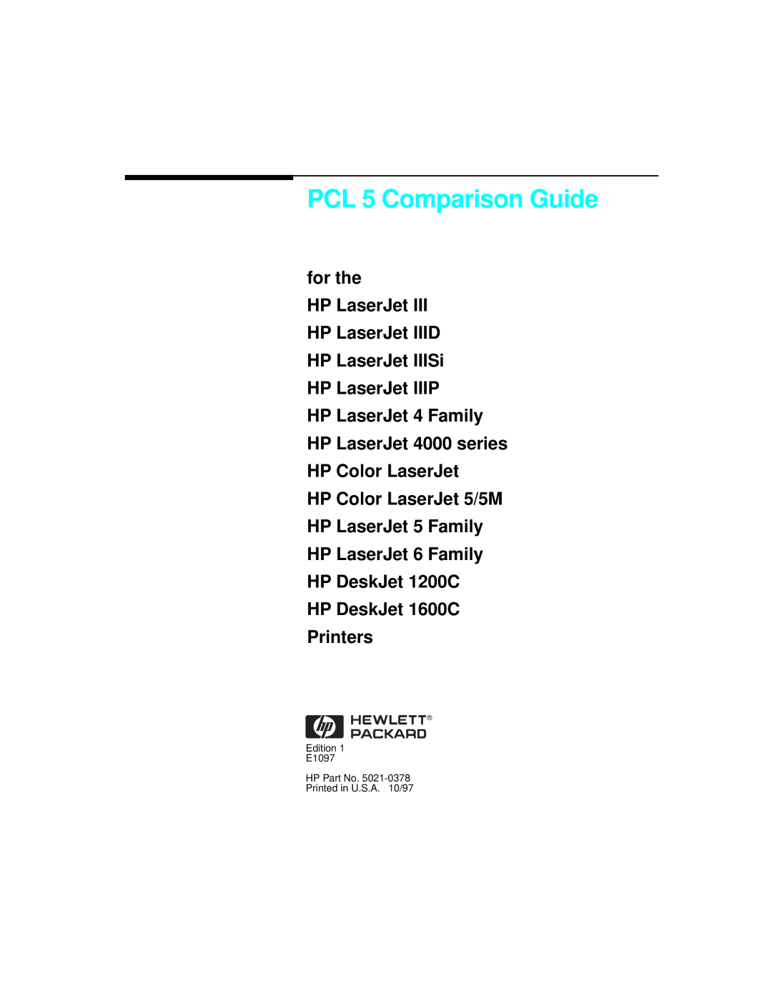 HP L5 manual PCL 5 Comparison Guide 