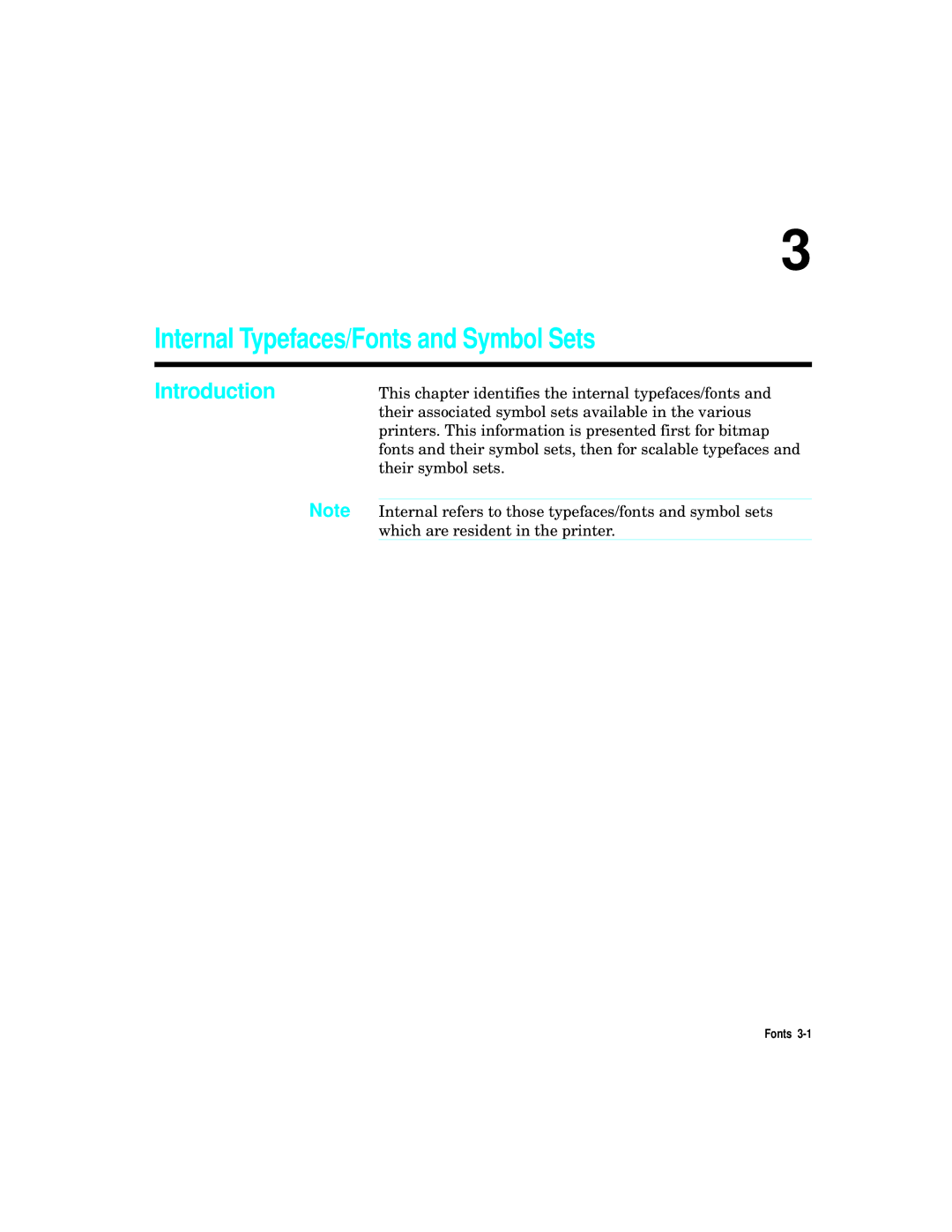 HP L5 manual Internal Typefaces/Fonts and Symbol Sets 