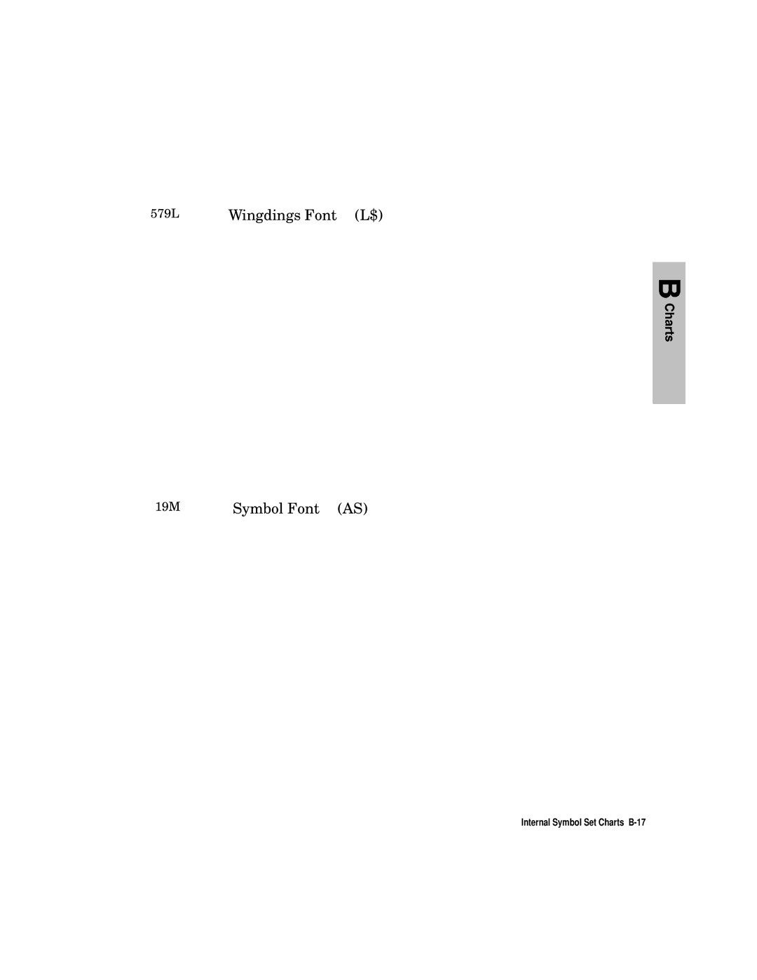 HP L5 manual Internal Symbol Set Charts B-17 