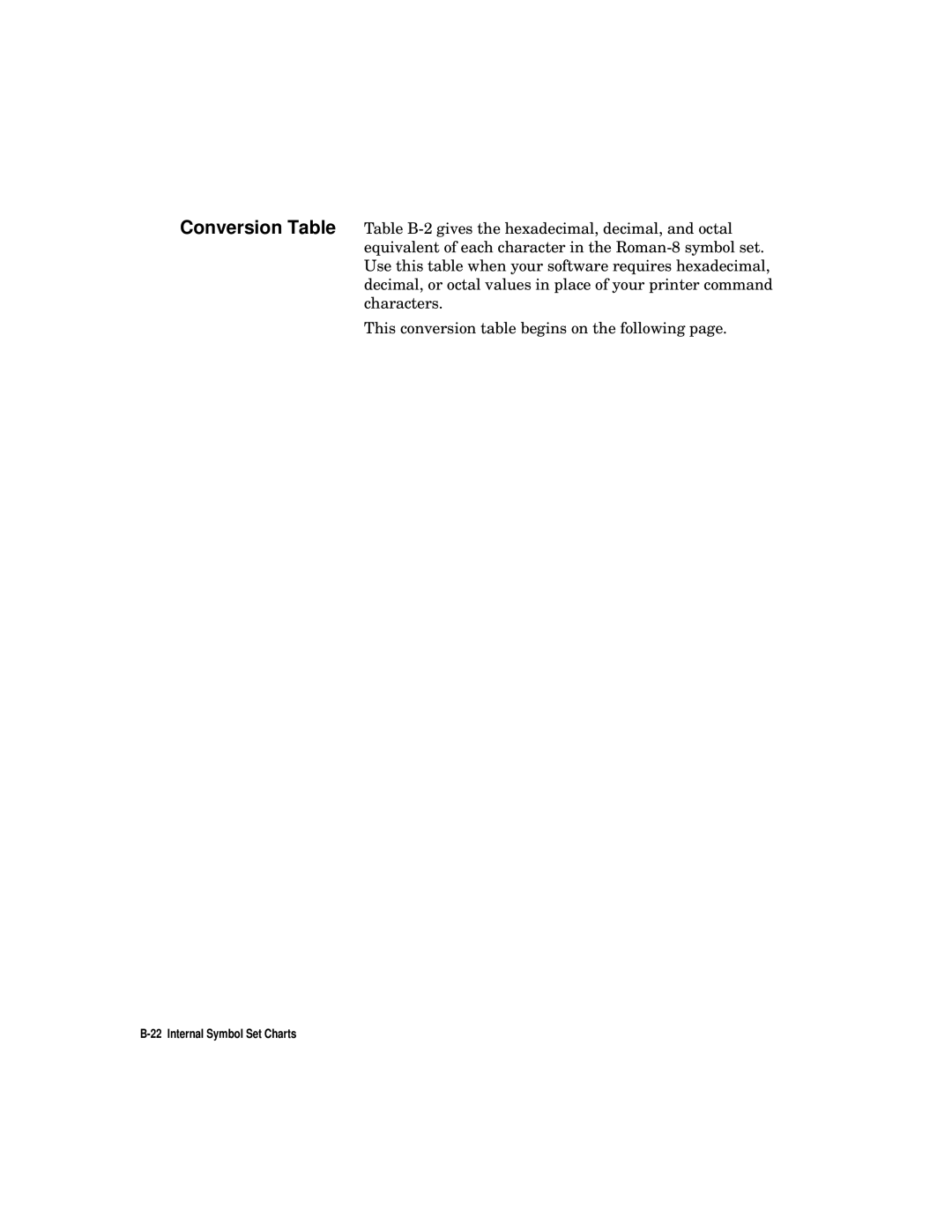 HP L5 manual Internal Symbol Set Charts 