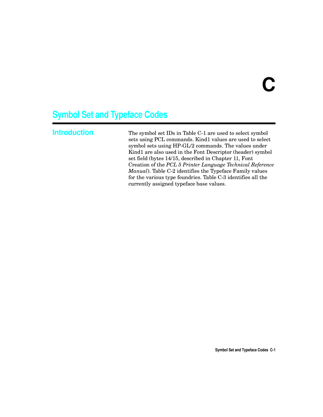 HP L5 manual Symbol Set and Typeface Codes 