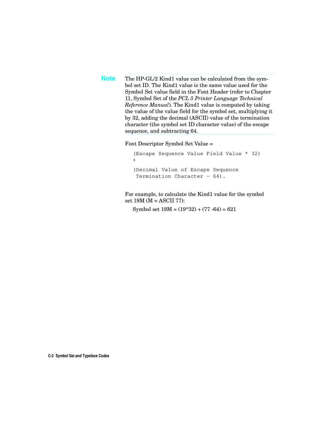 HP L5 manual Symbol Set and Typeface Codes 