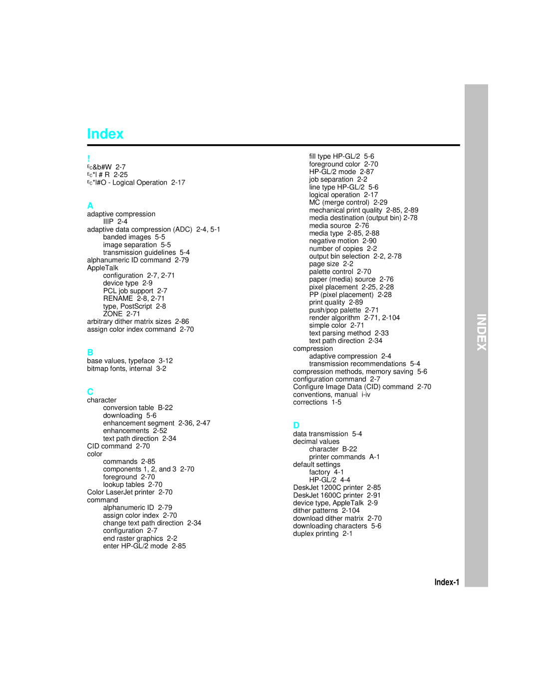 HP L5 manual Index-1 