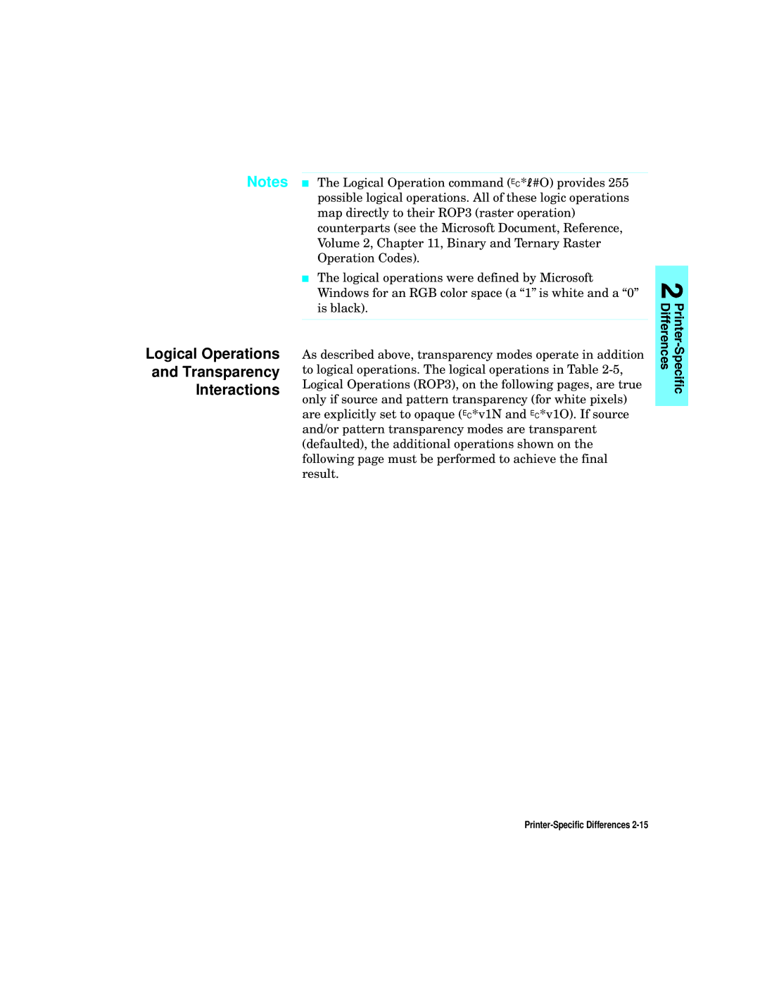 HP L5 manual Logical Operations Transparency Interactions 