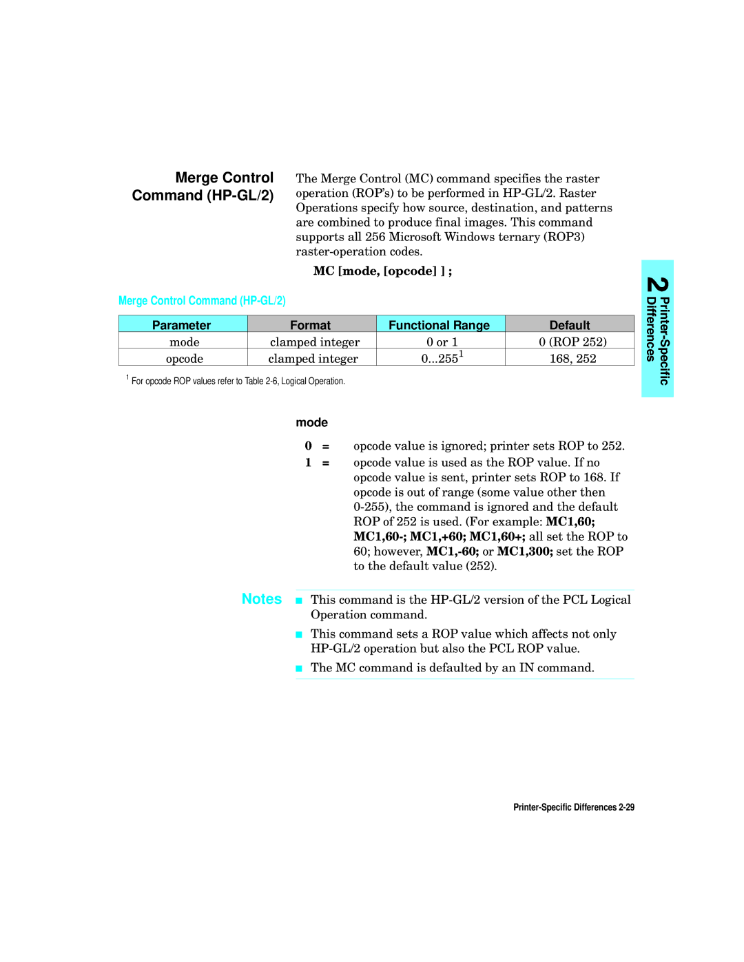 HP L5 manual Merge Control Command HP-GL/2 