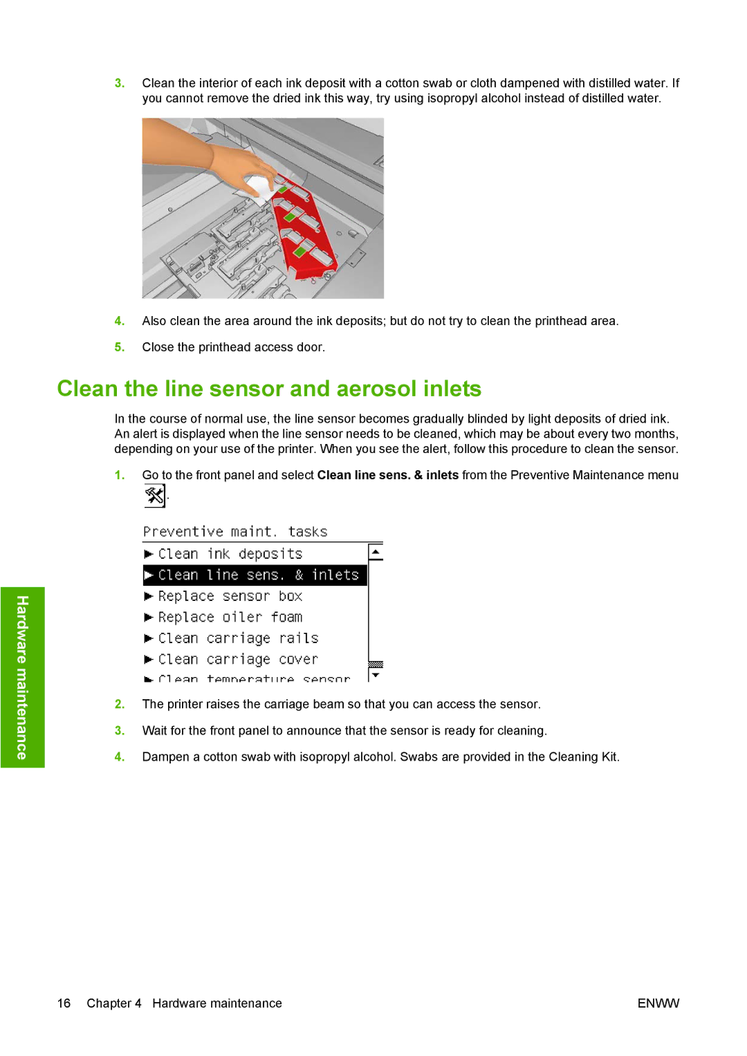 HP L65500 manual Clean the line sensor and aerosol inlets 