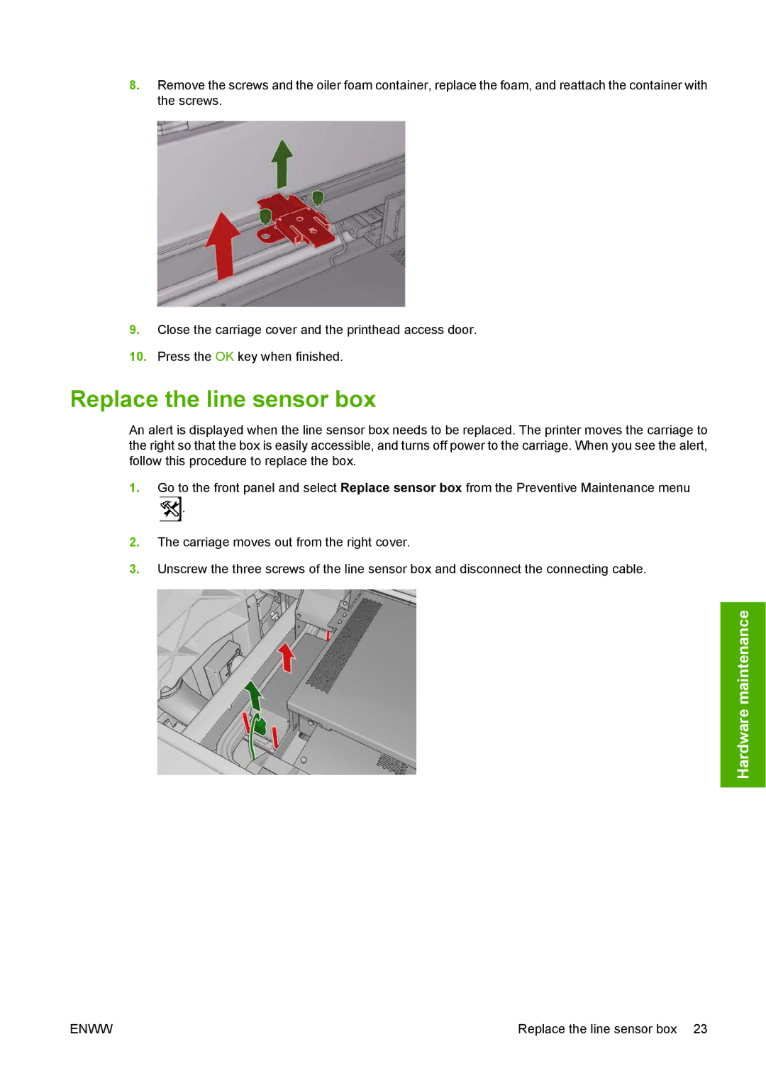 HP L65500 manual Replace the line sensor box 