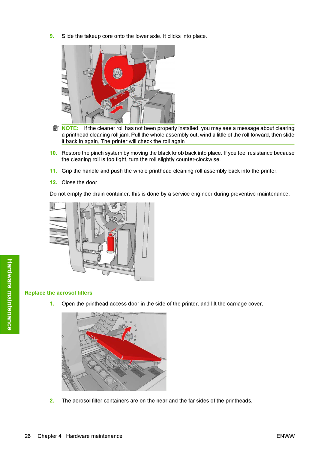 HP L65500 manual Replace the aerosol filters 