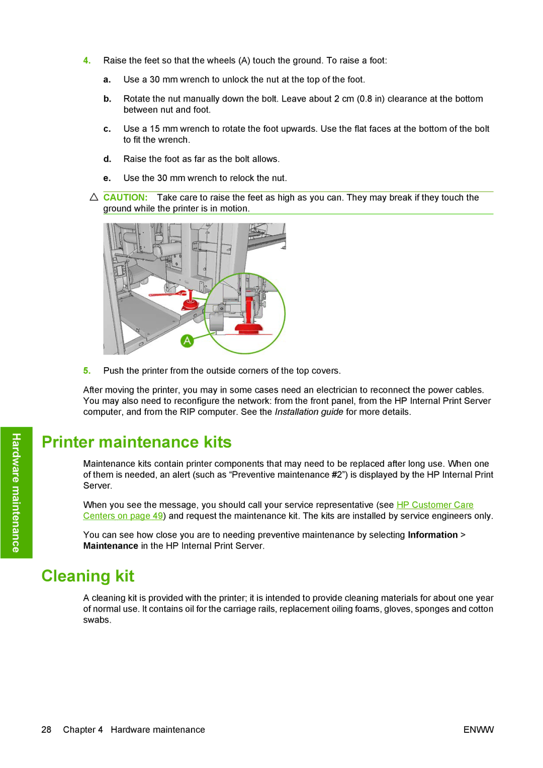 HP L65500 manual Printer maintenance kits, Cleaning kit 