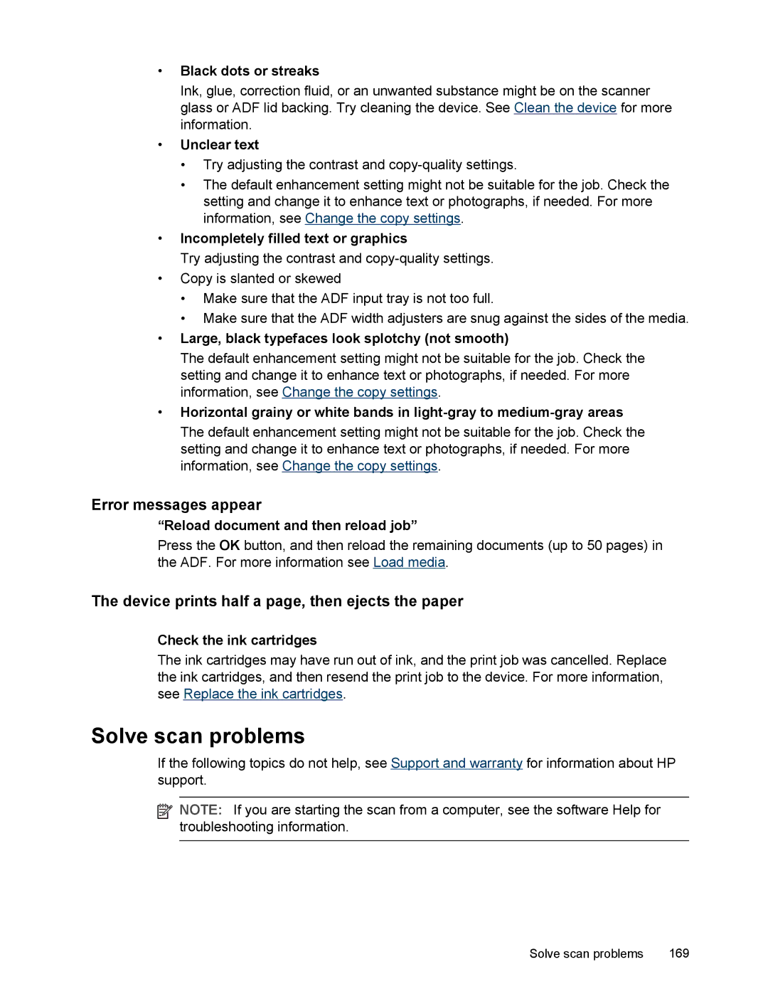 HP L7500 manual Solve scan problems, Error messages appear 