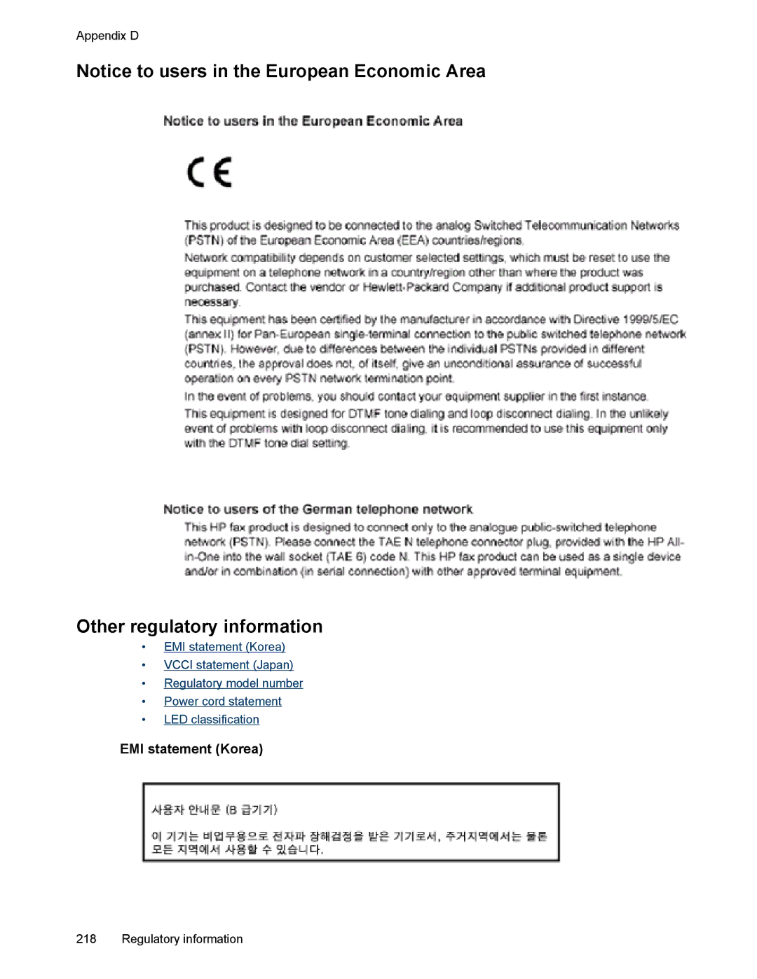 HP L7500 manual Other regulatory information, EMI statement Korea 