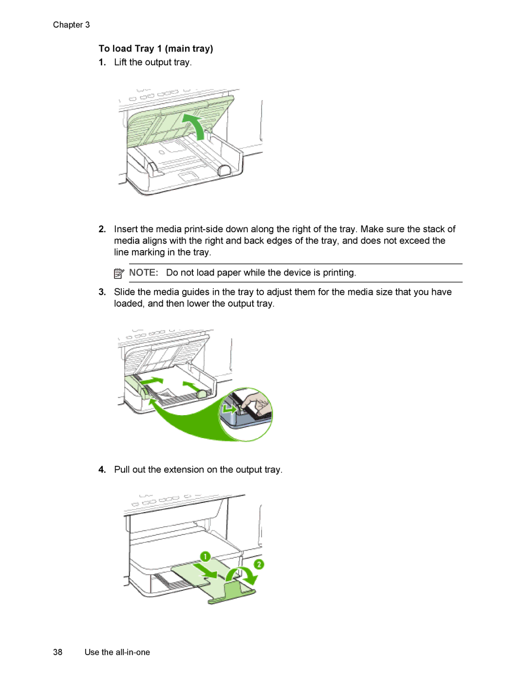 HP L7500 manual To load Tray 1 main tray 