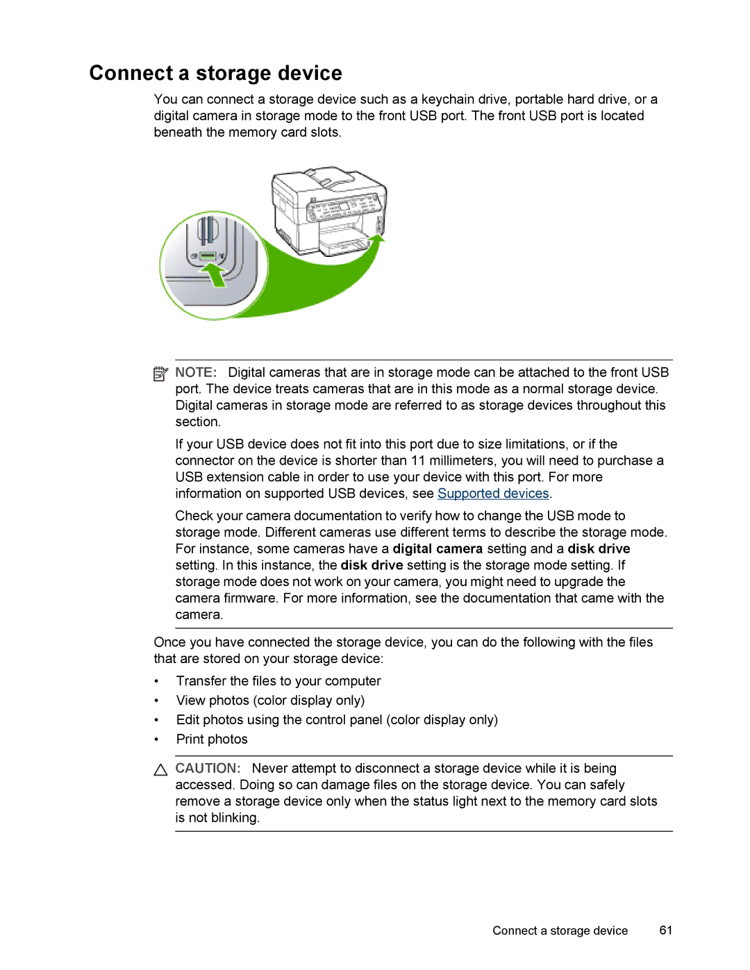 HP L7500 manual Connect a storage device 