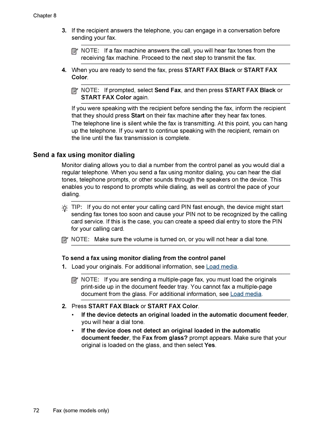 HP L7500 manual Send a fax using monitor dialing, To send a fax using monitor dialing from the control panel 