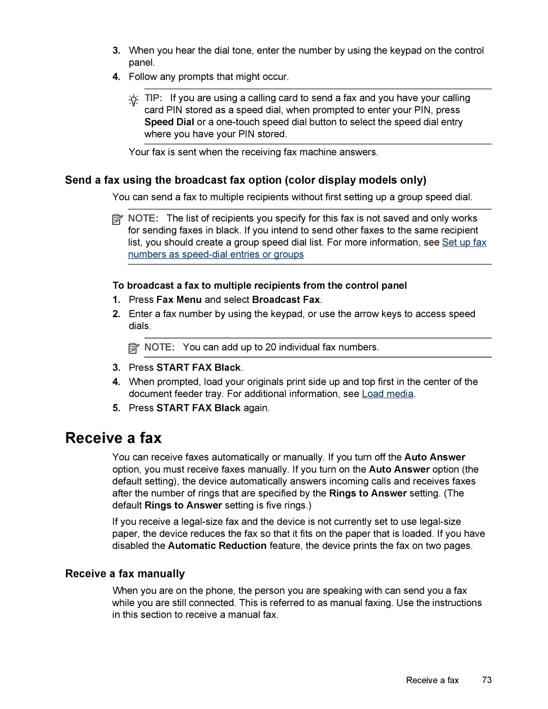 HP L7500 Receive a fax manually, Press Start FAX Black again 