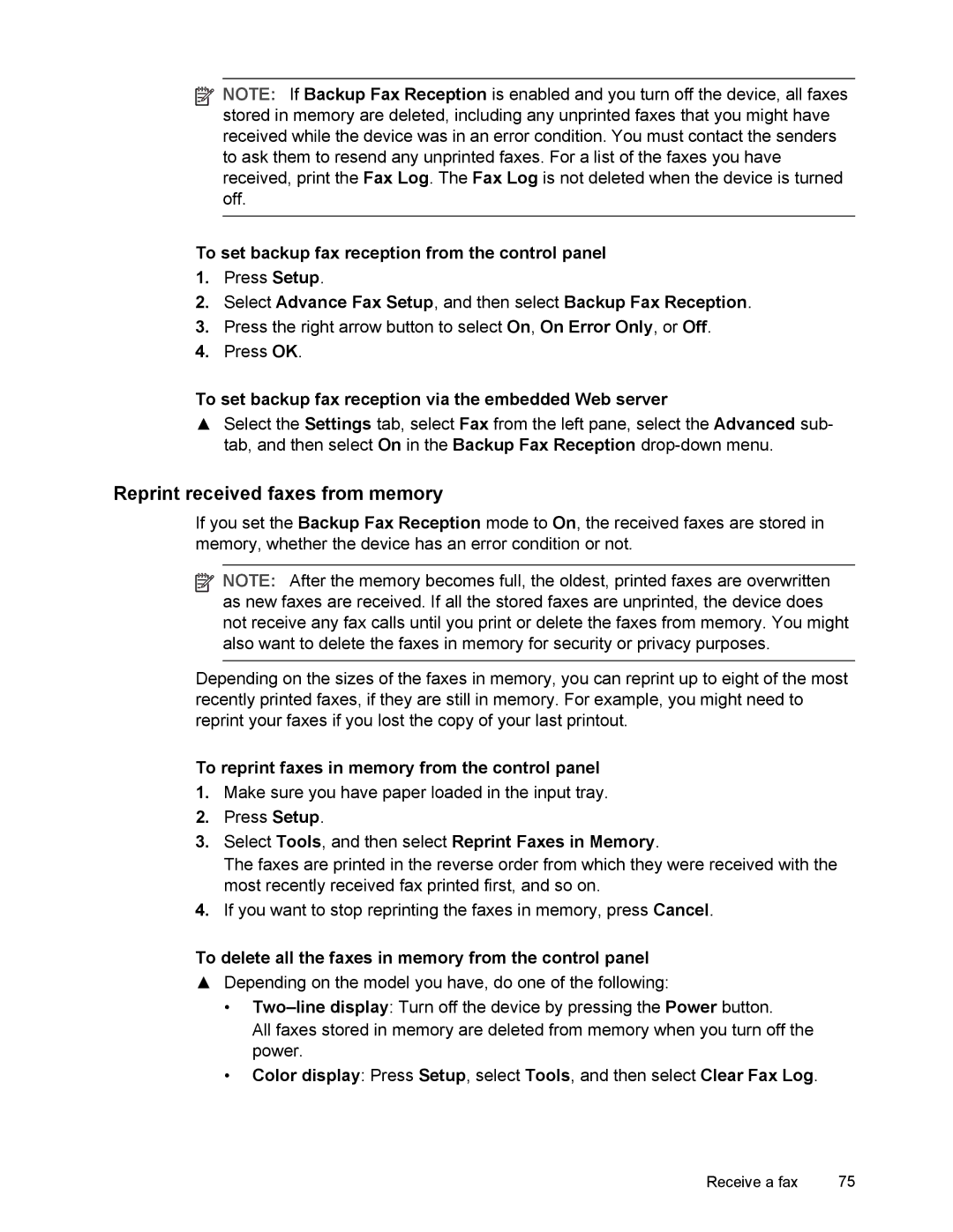 HP L7500 manual Reprint received faxes from memory 