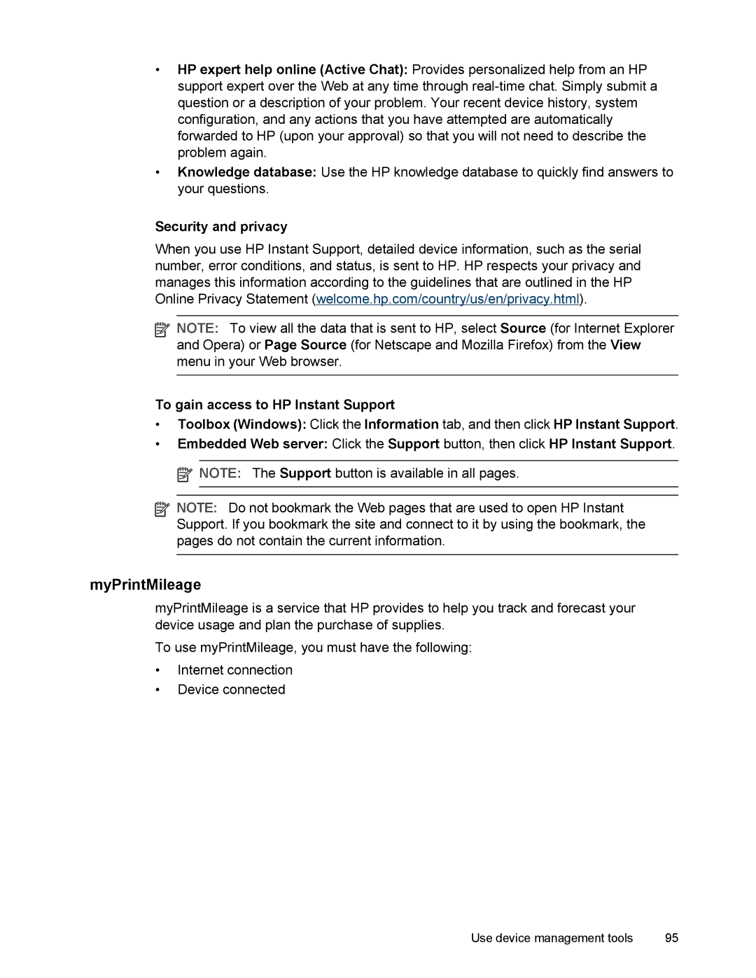 HP L7500 manual MyPrintMileage 