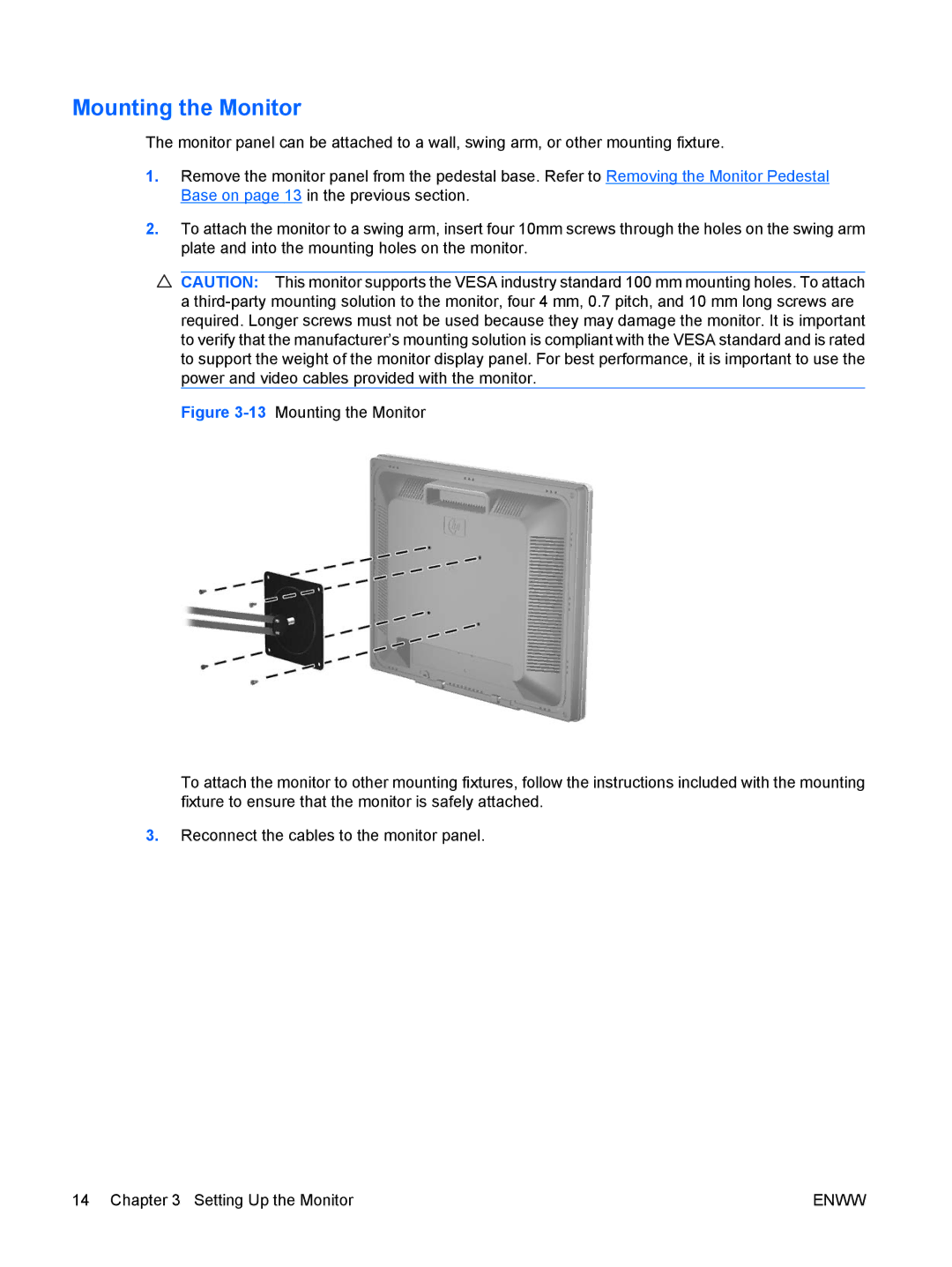 HP LA1951G, LA1751G manual Mounting the Monitor 