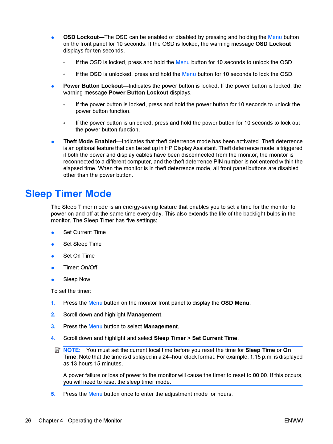 HP LA1951G, LA1751G manual Sleep Timer Mode 