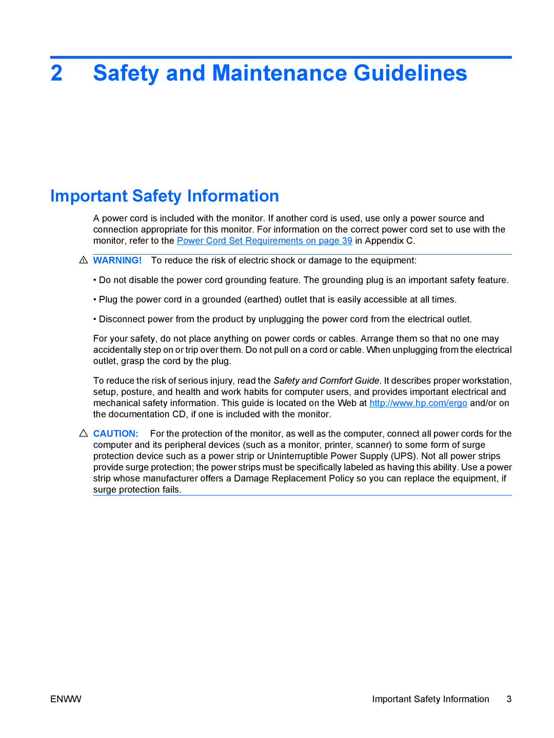 HP LA1751G, LA1951G manual Safety and Maintenance Guidelines, Important Safety Information 