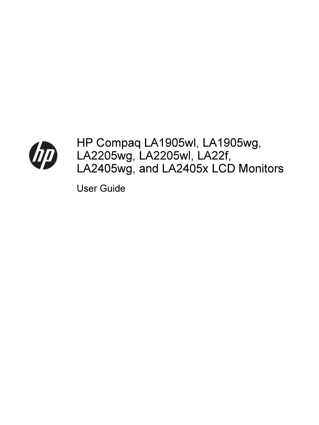 HP LA2205WG, LA2205WL, LA2405x, LA2405wg, LA22F, LA1905WL, LA1905WG manual User Guide 