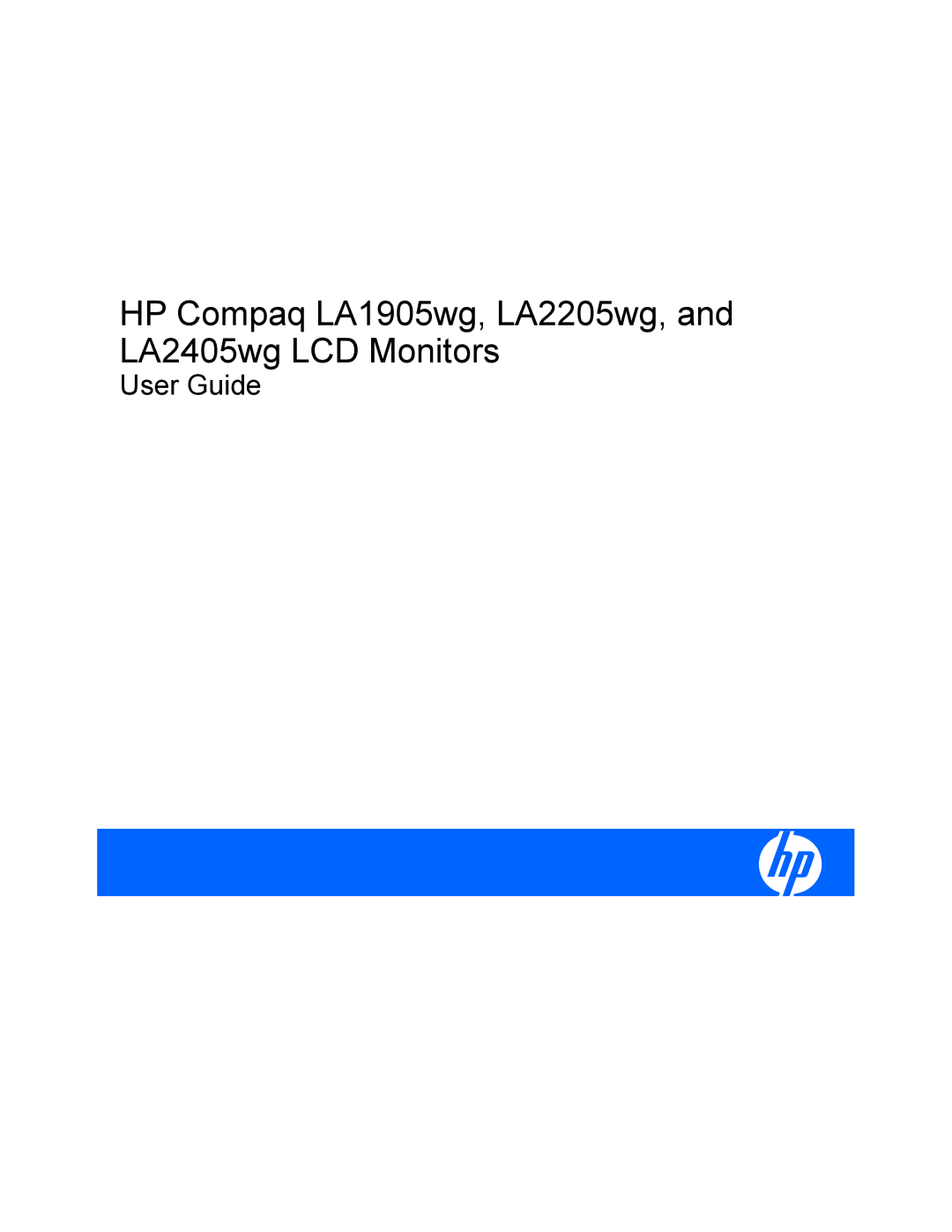 HP manual HP Compaq LA1905wg, LA2205wg, and LA2405wg LCD Monitors 