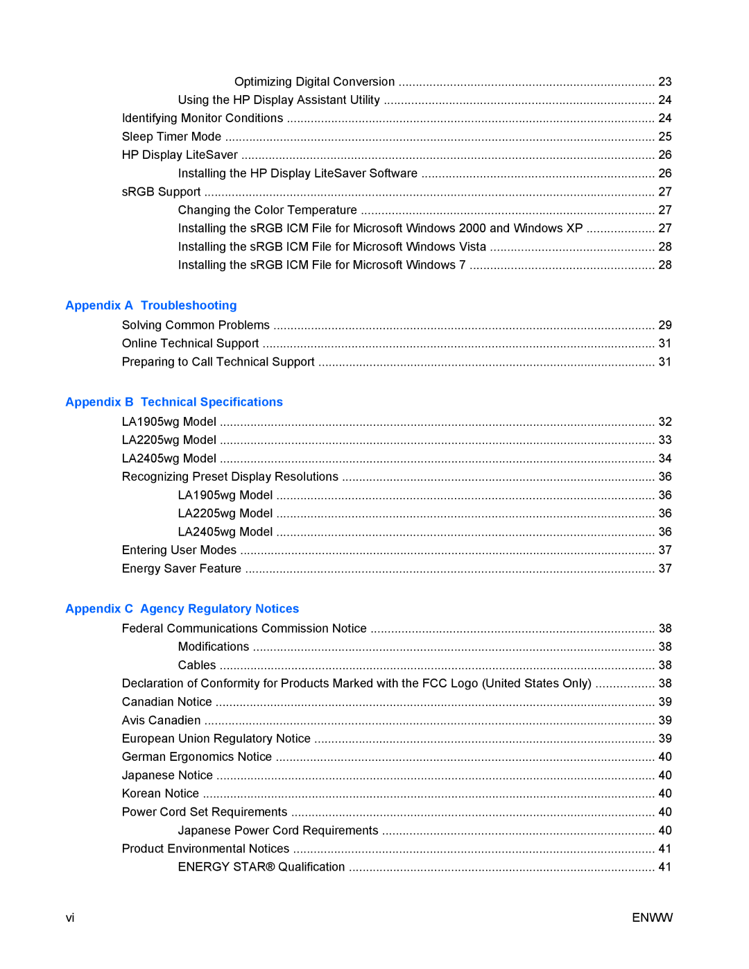 HP LA2405wg manual Appendix a Troubleshooting 