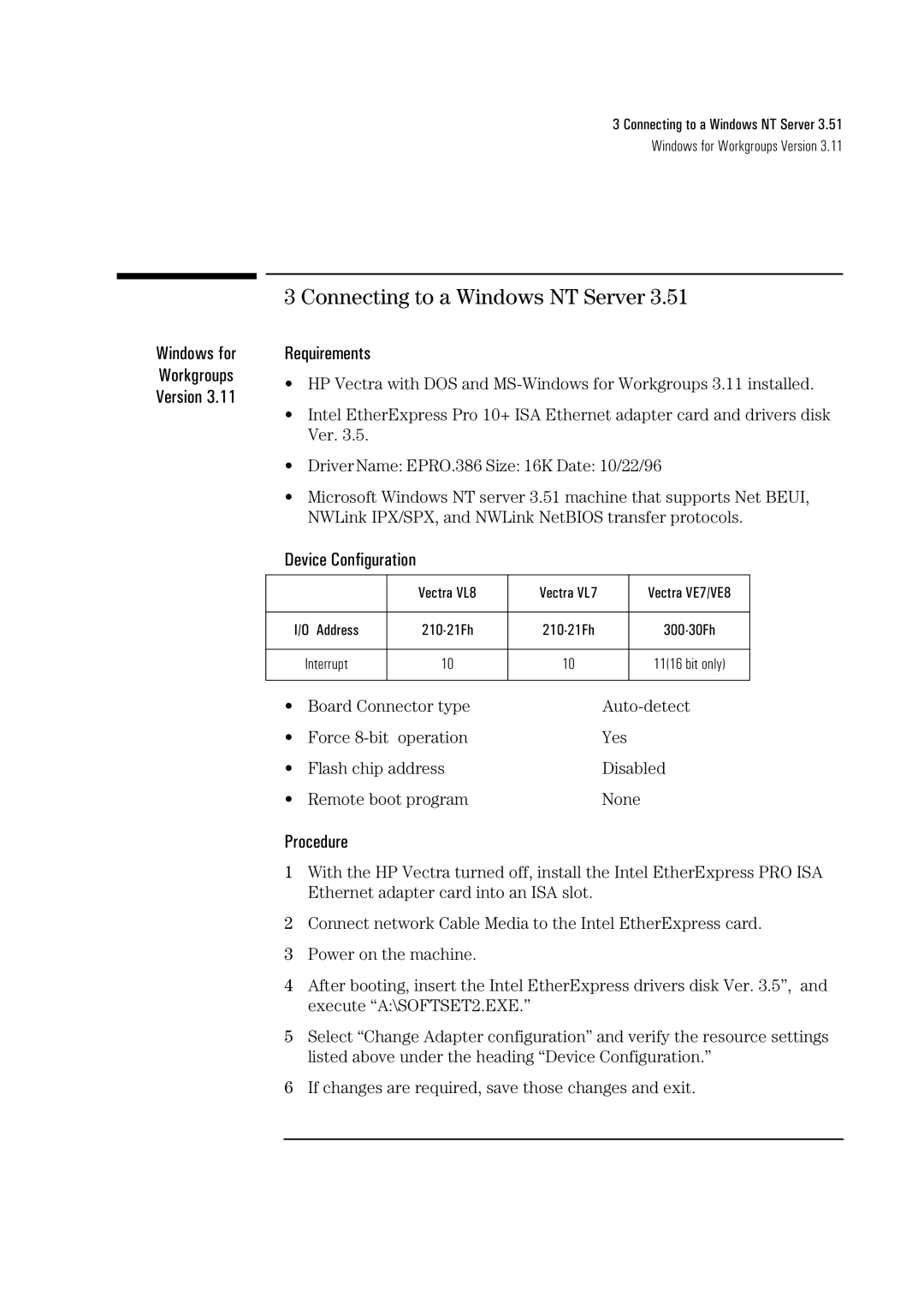 HP Pro/10+ ISA, LA8205B manual Connecting to a Windows NT Server 