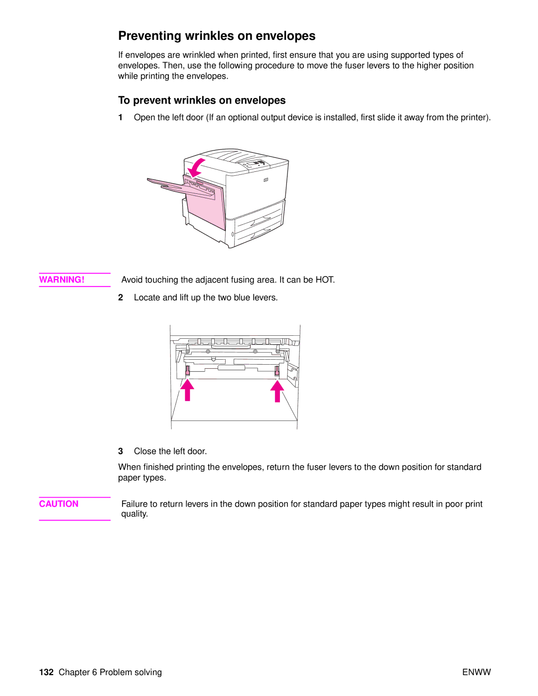 HP Laser 9050n, 9040, 9050DN Laser Q3723A#ABA manual Preventing wrinkles on envelopes, To prevent wrinkles on envelopes 