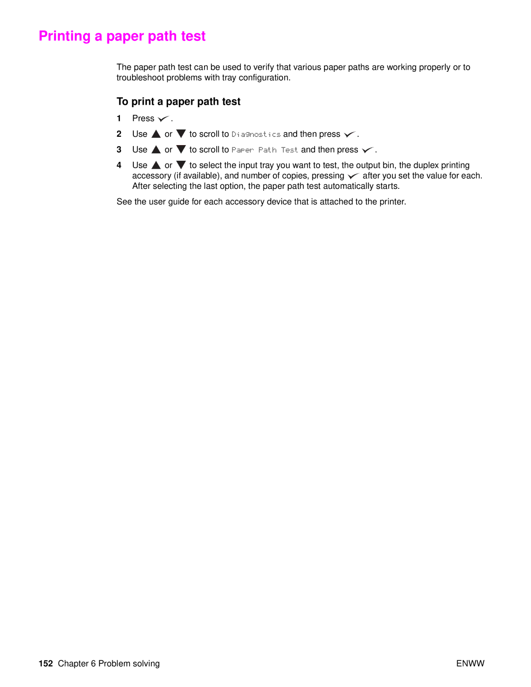 HP Laser 9050n, 9040, 9050DN Laser Q3723A#ABA manual Printing a paper path test, To print a paper path test 