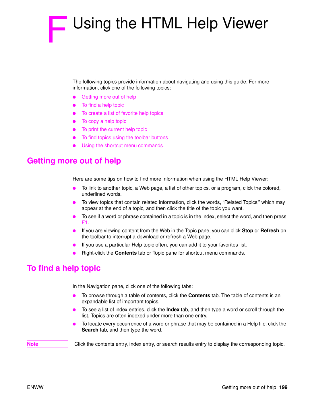 HP 9040, Laser 9050n, 9050DN Laser Q3723A#ABA manual Getting more out of help, To find a help topic 