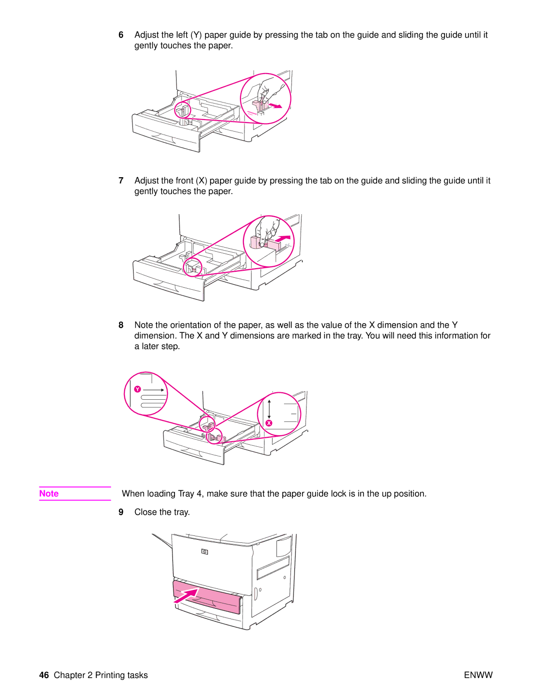 HP Laser 9050n, 9040, 9050DN Laser Q3723A#ABA manual Close the tray Printing tasks 