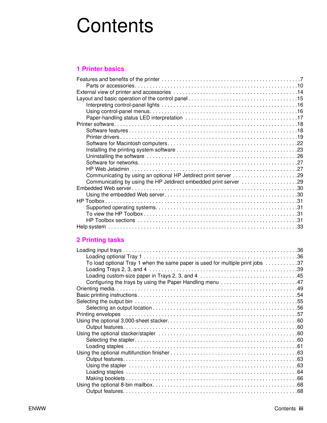 HP 9040, Laser 9050n, 9050DN Laser Q3723A#ABA manual Contents 