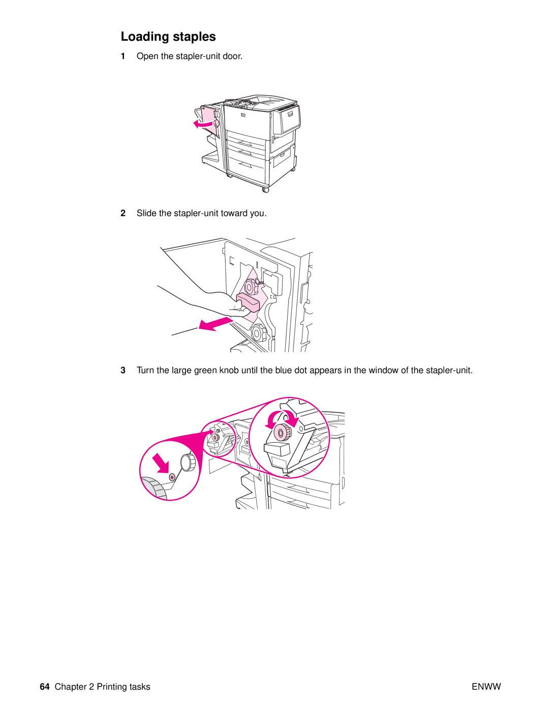 HP Laser 9050n, 9040, 9050DN Laser Q3723A#ABA manual Loading staples 