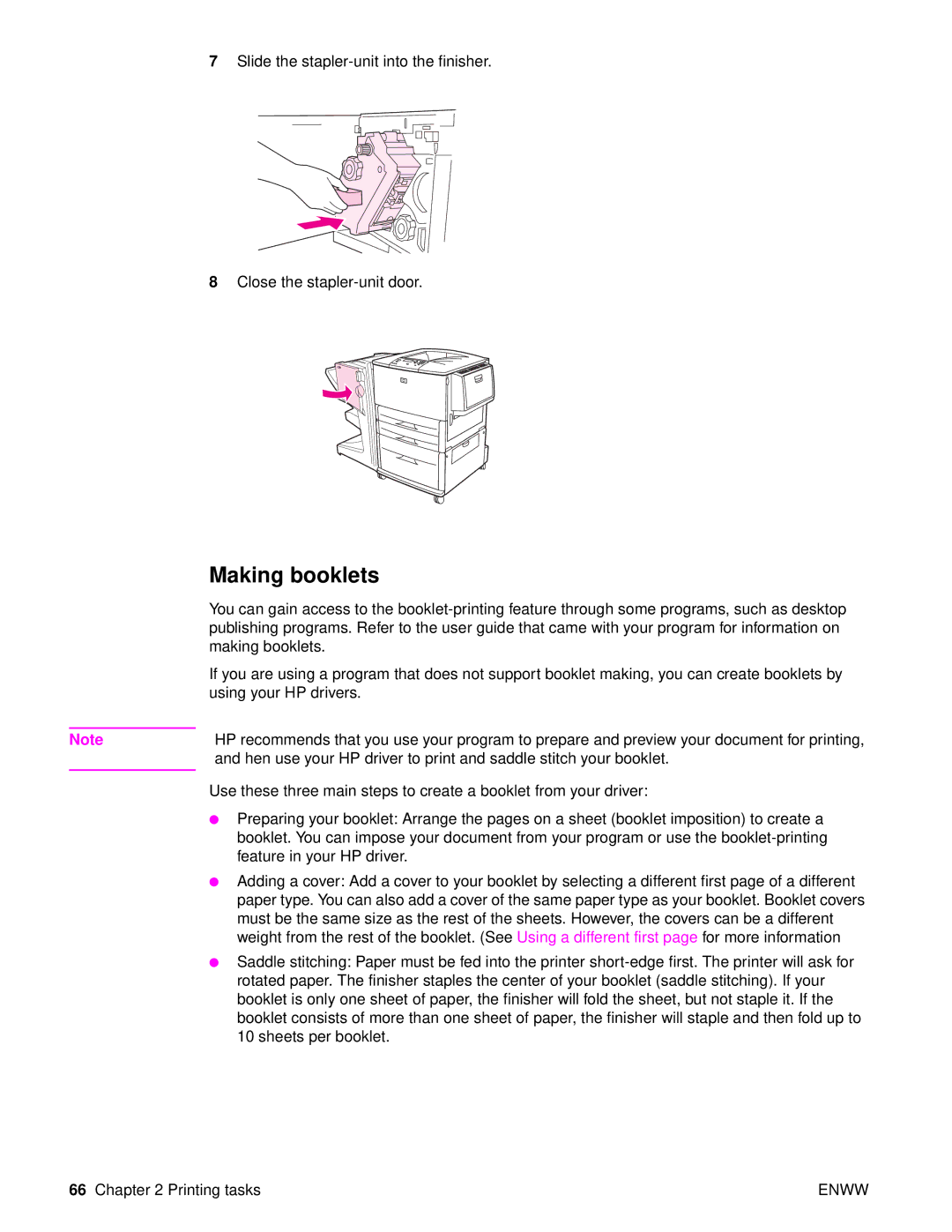 HP Laser 9050n, 9040, 9050DN Laser Q3723A#ABA manual Making booklets 