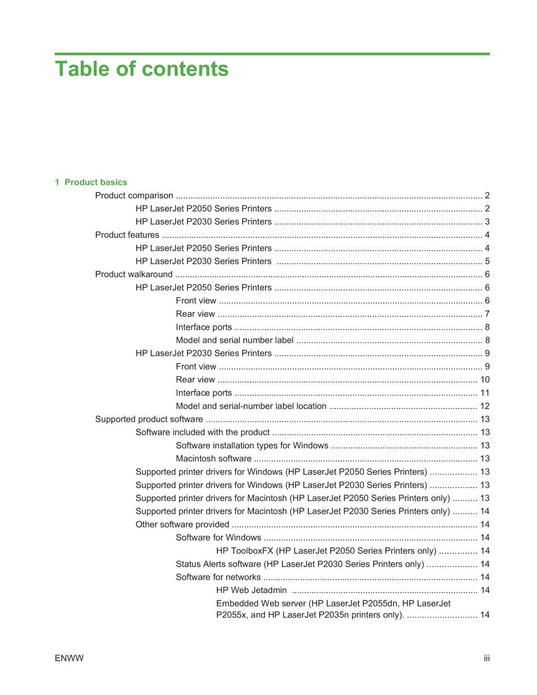 HP Laser CE461A#ABA manual Table of contents 