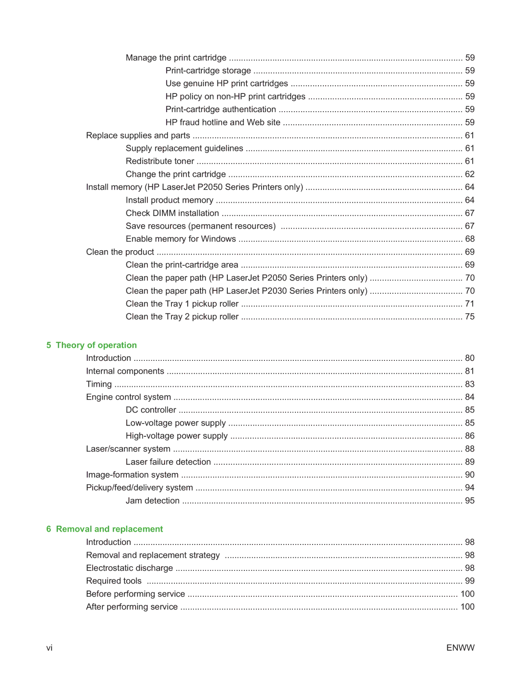 HP Laser CE461A#ABA manual Theory of operation, Removal and replacement 