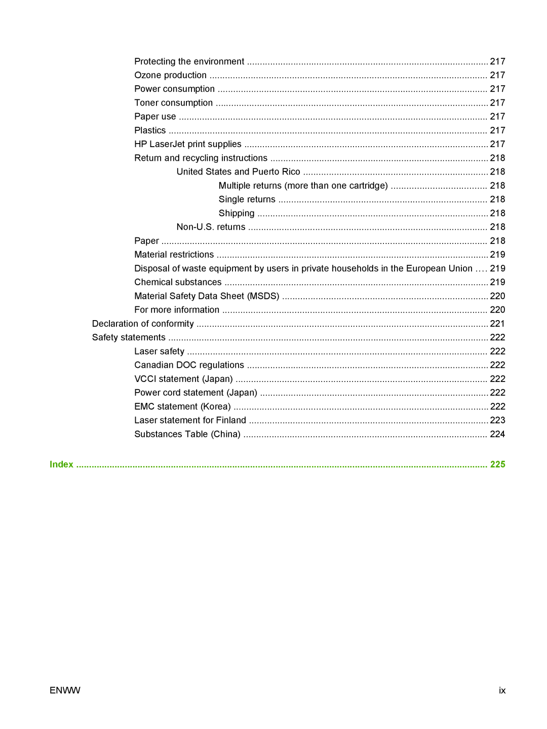 HP Laser CE527A#ABA manual 225 