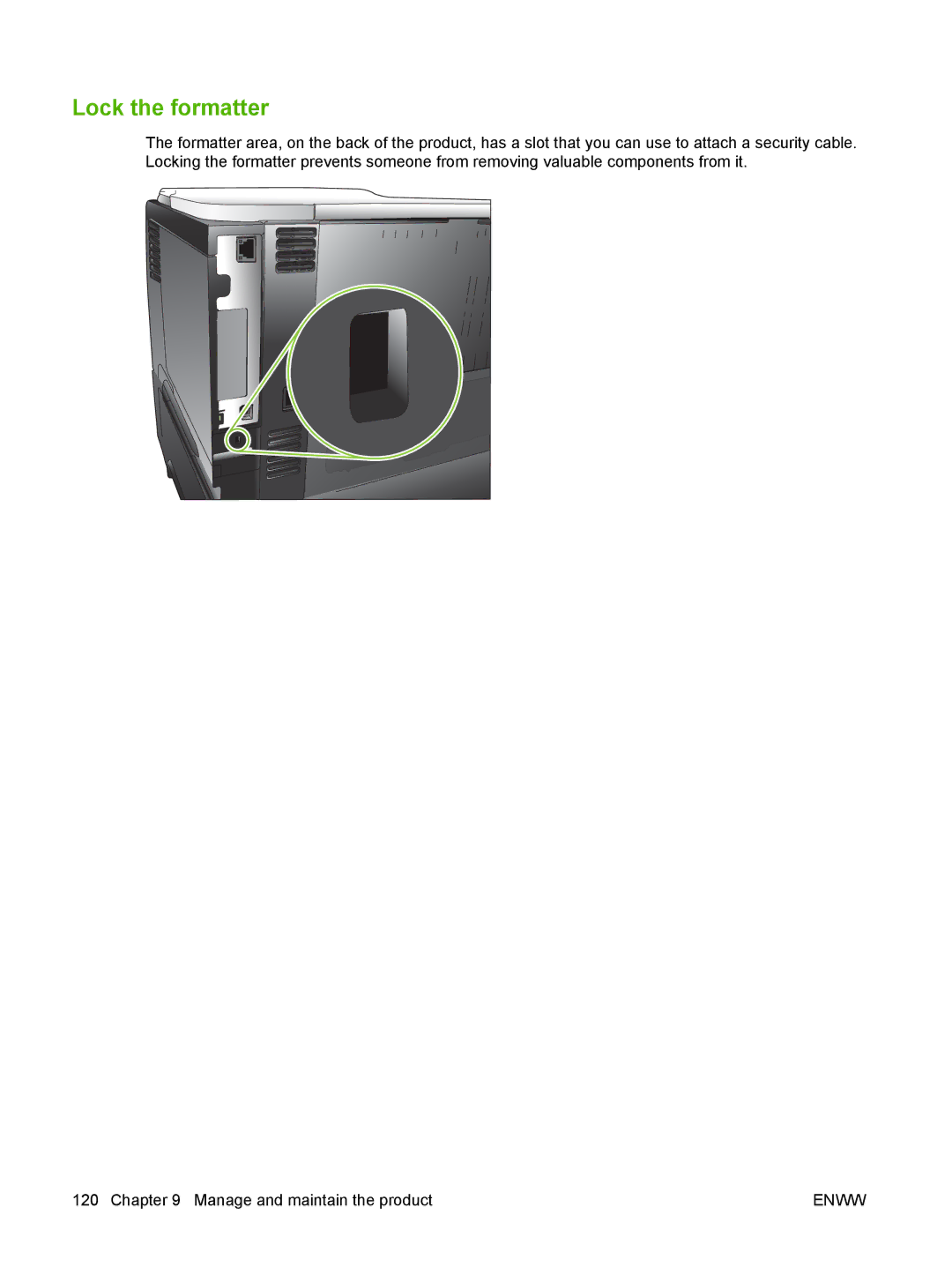 HP Laser CE527A#ABA manual Lock the formatter 