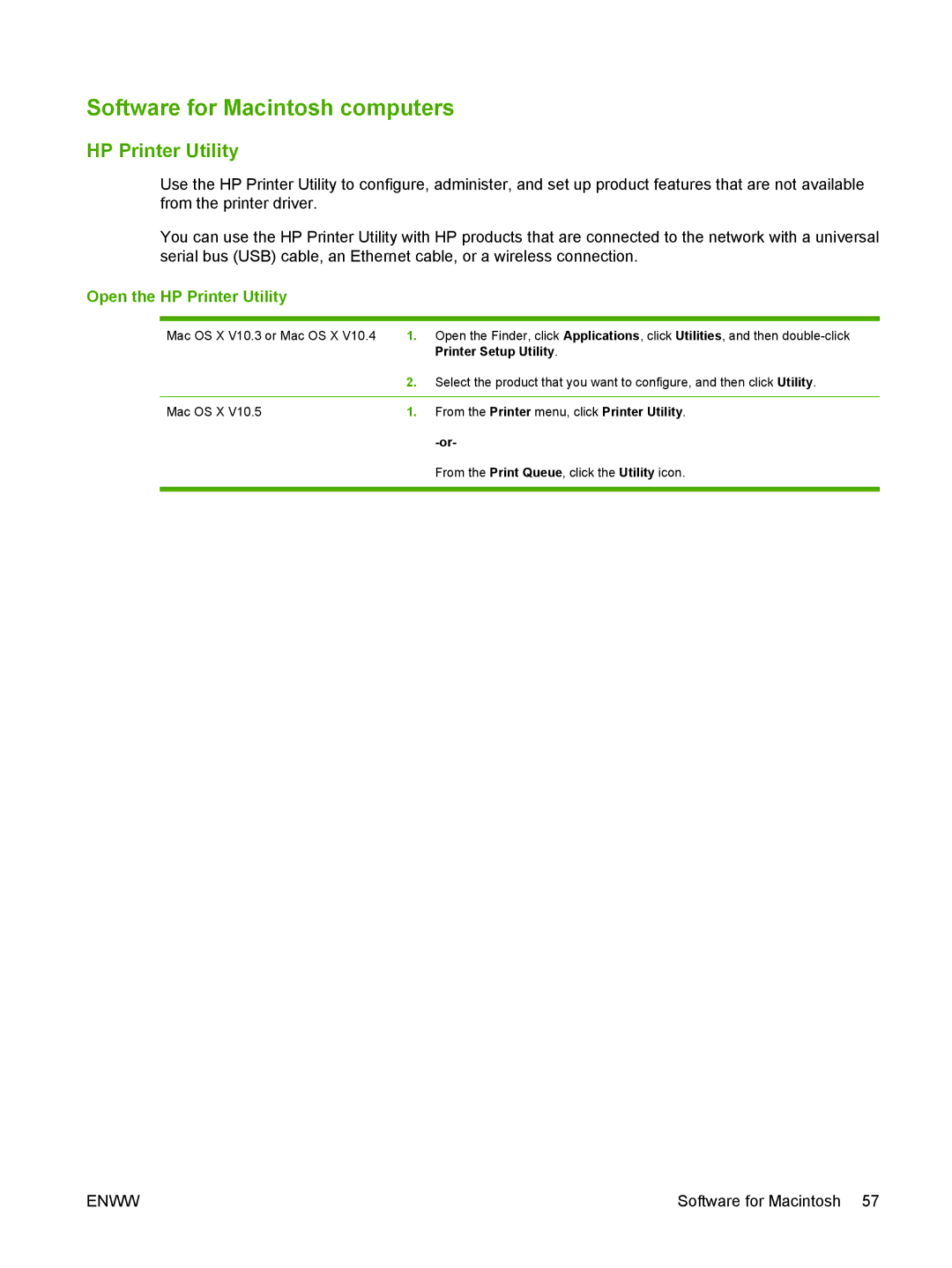 HP Laser CE527A#ABA manual Software for Macintosh computers, Open the HP Printer Utility, Printer Setup Utility 