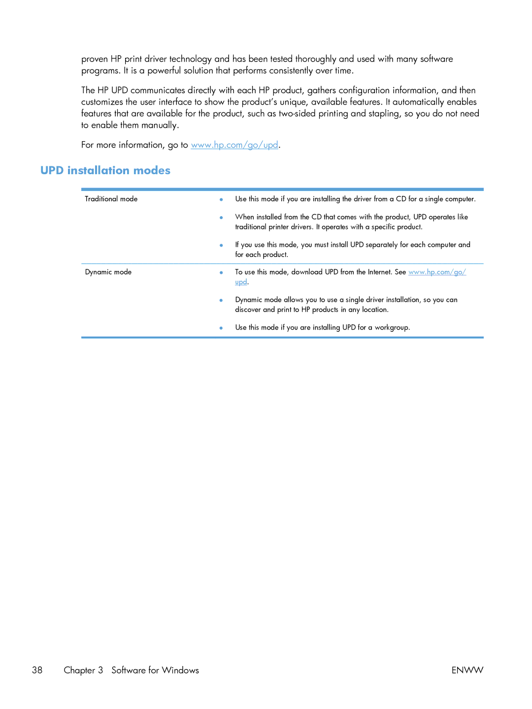 HP Laser M602, Laser M603, Laser M601 manual UPD installation modes, Upd 