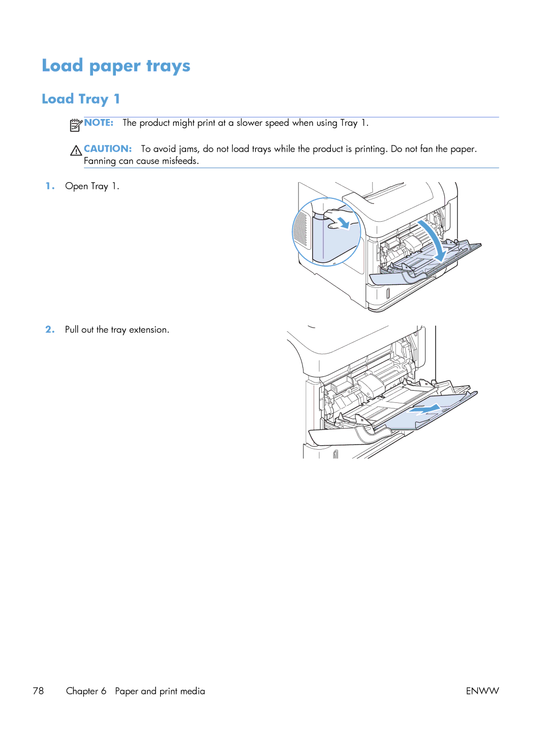 HP Laser M603, Laser M602, Laser M601 manual Load paper trays, Load Tray 