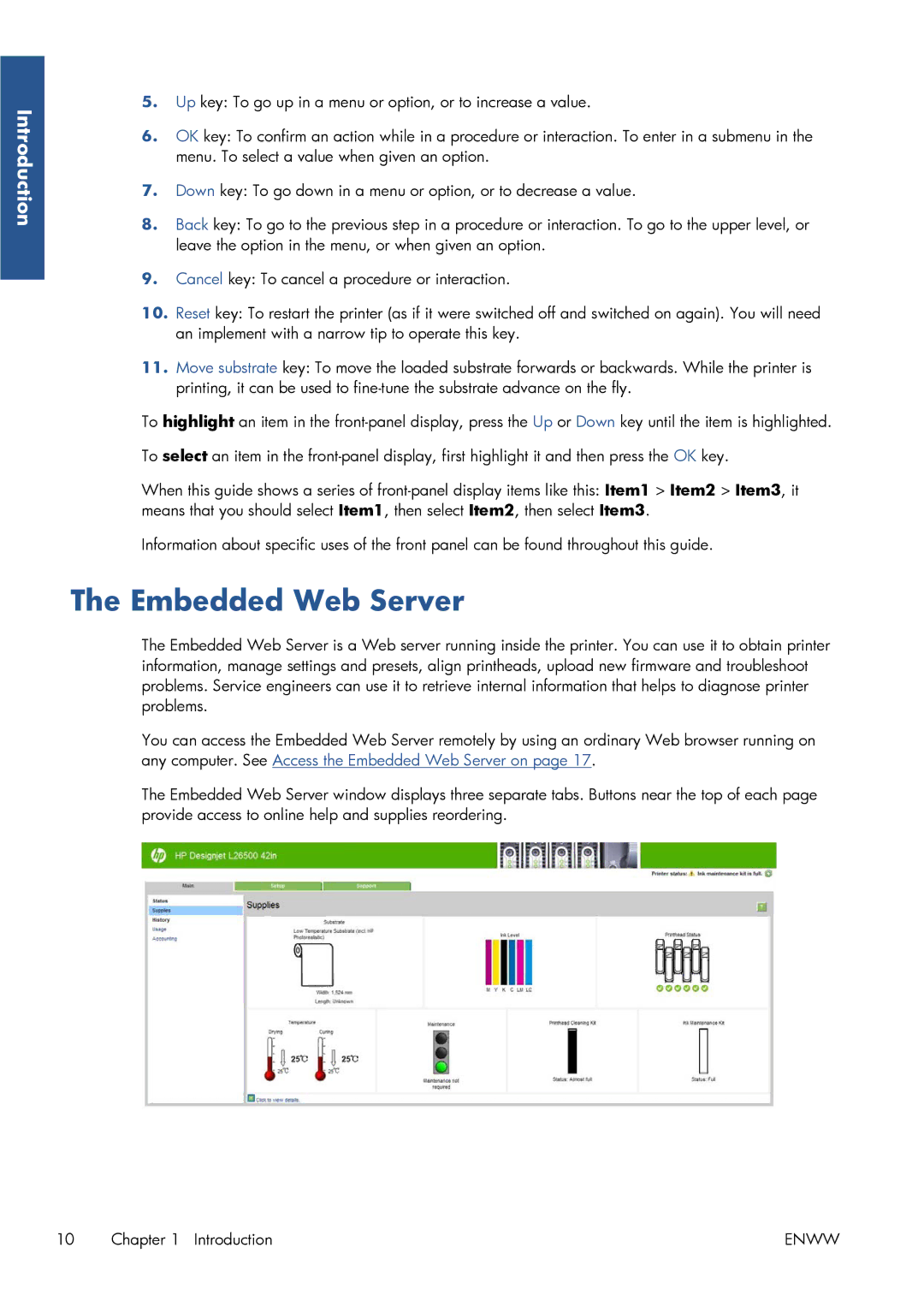 HP Latex 260 61-in ( L26500 61-in ), Latex 260 61-in Japan ( L26500 61-in Japan ) manual Embedded Web Server 