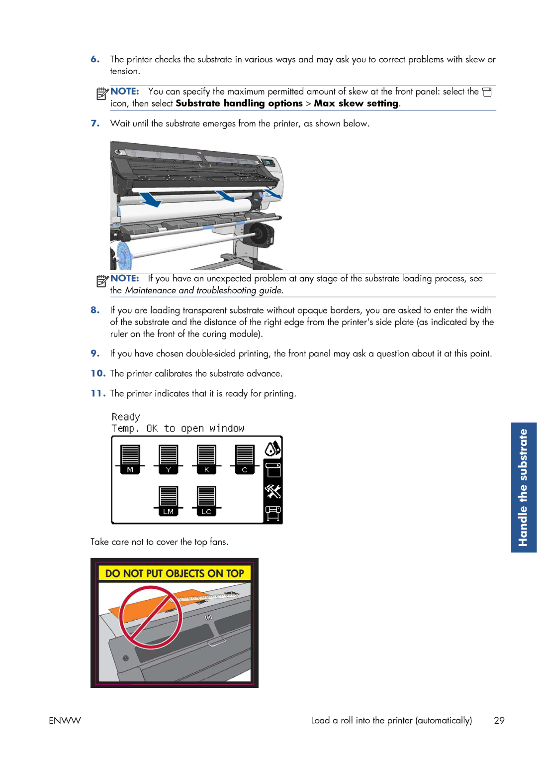 HP Latex 260 61-in Japan ( L26500 61-in Japan ), Latex 260 61-in ( L26500 61-in ) manual Handle the substrate 