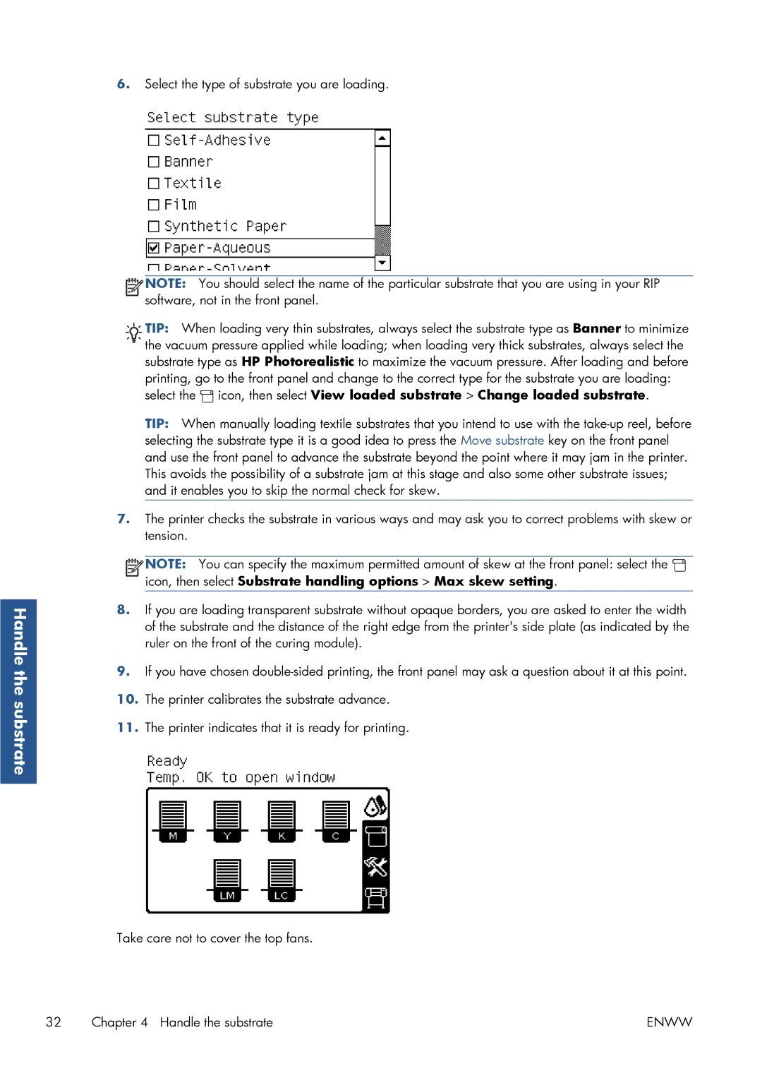 HP Latex 260 61-in ( L26500 61-in ) manual Select the type of substrate you are loading 