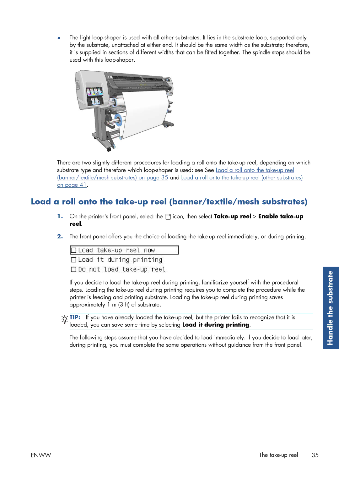 HP Latex 260 61-in Japan ( L26500 61-in Japan ), Latex 260 61-in ( L26500 61-in ) manual Take-up reel 