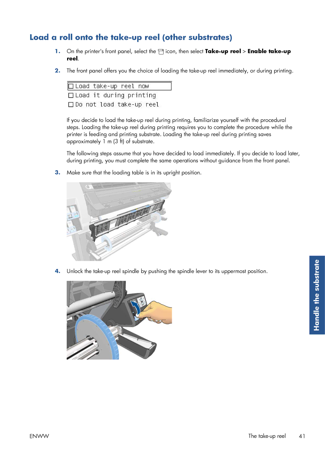 HP Latex 260 61-in Japan ( L26500 61-in Japan ) manual Load a roll onto the take-up reel other substrates 